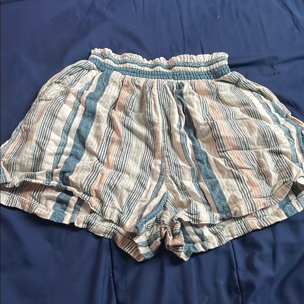 Universal Thread High Waist Blue and Cream Striped Shorts